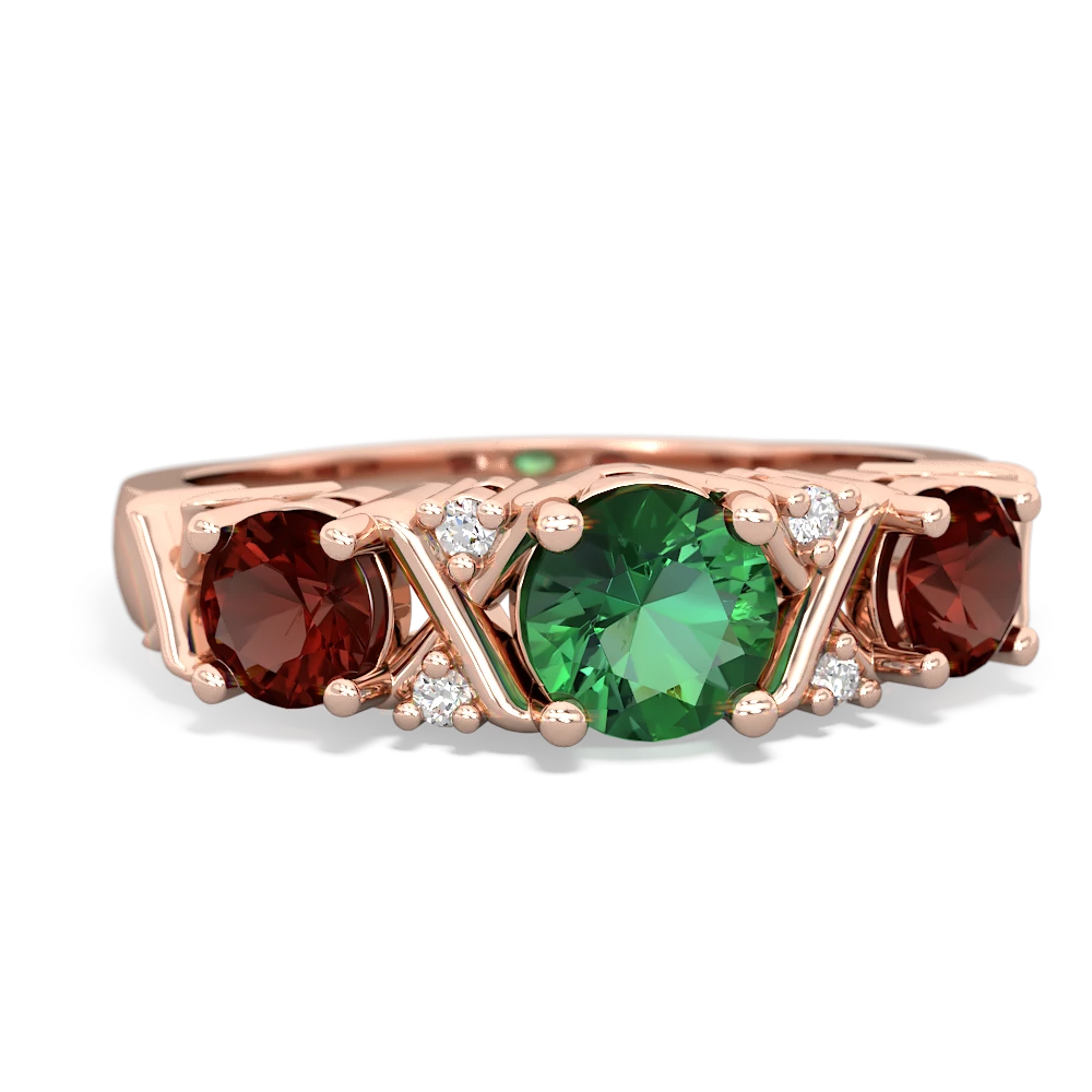 Lab Emerald Hugs And Kisses 14K Rose Gold ring R5016