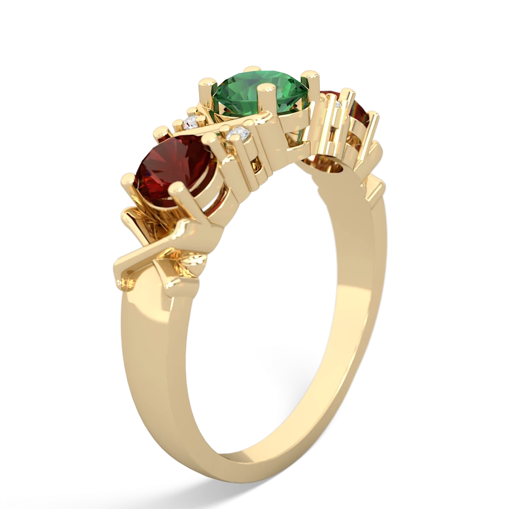 Lab Emerald Hugs And Kisses 14K Yellow Gold ring R5016