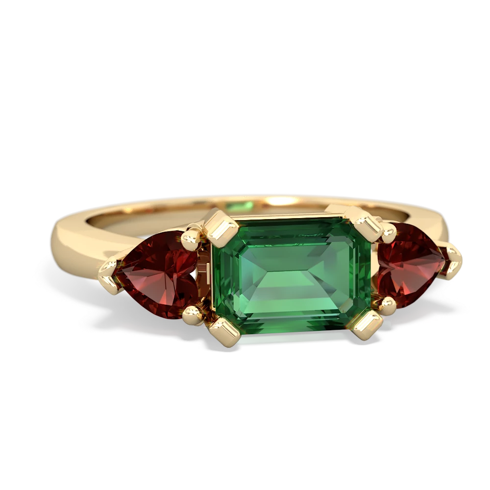 Lab Emerald Three Stone 14K Yellow Gold ring R5235