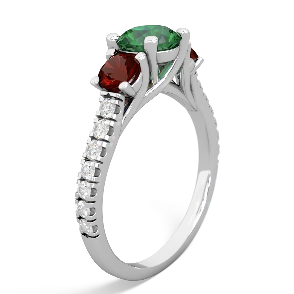 Lab Emerald Pave Trellis 14K White Gold ring R5500