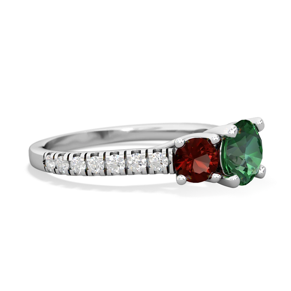 Lab Emerald Pave Trellis 14K White Gold ring R5500