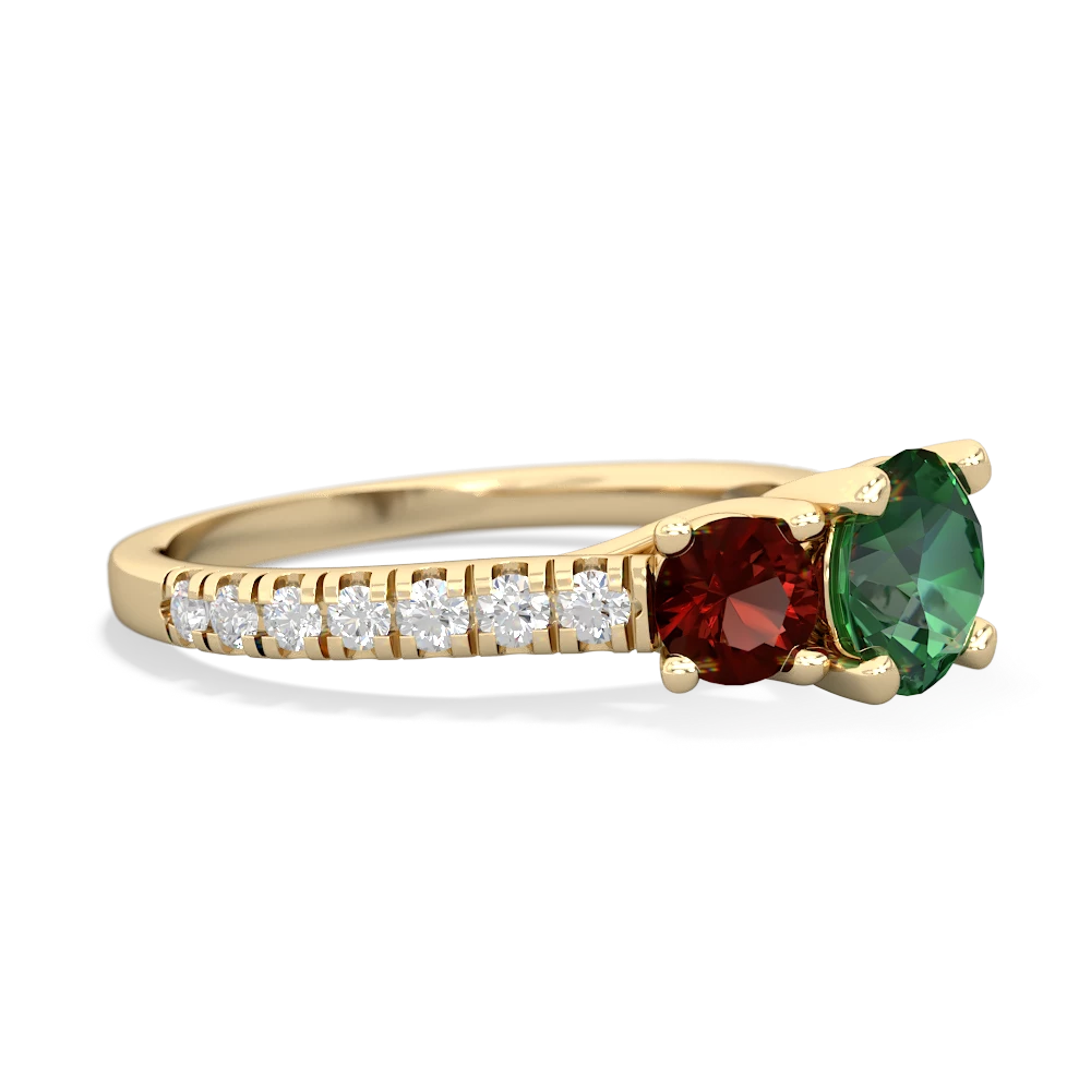 Lab Emerald Pave Trellis 14K Yellow Gold ring R5500