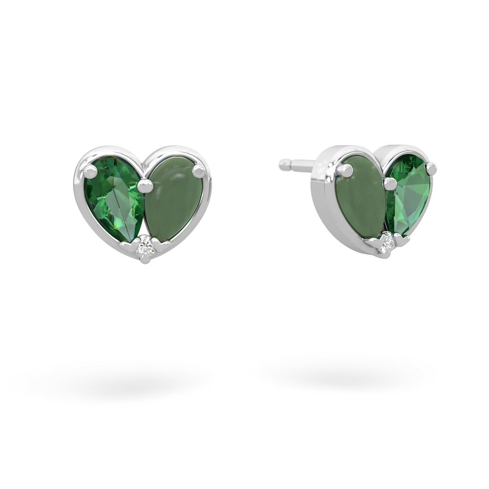 Lab Emerald 'Our Heart' 14K White Gold earrings E5072