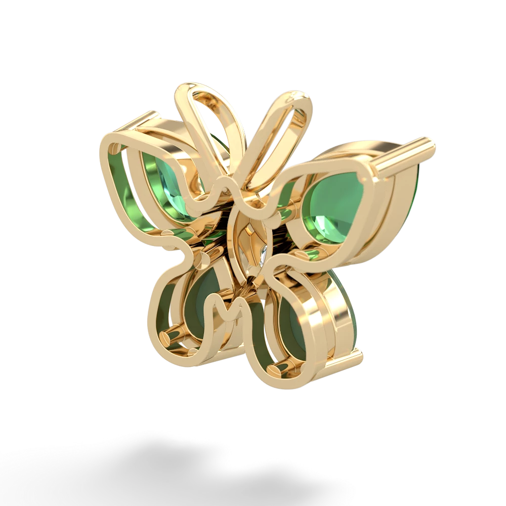 Lab Emerald Butterfly 14K Yellow Gold pendant P2215