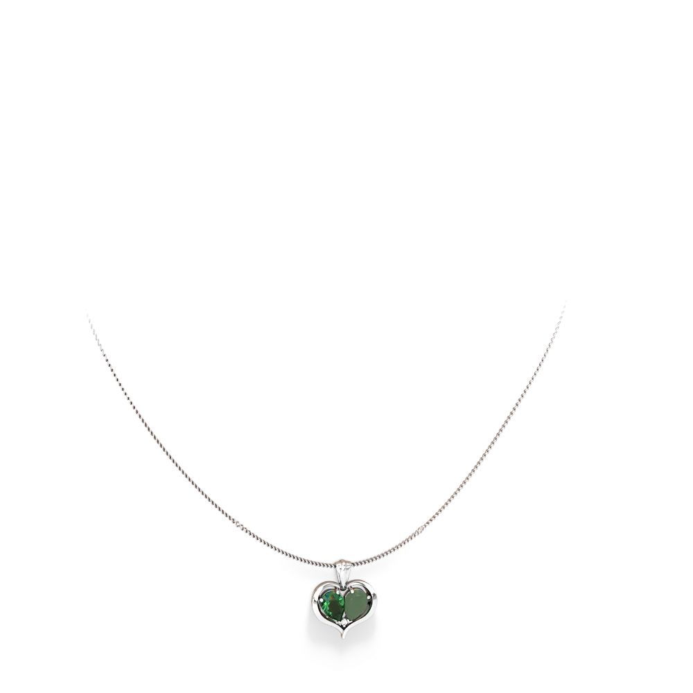 Lab Emerald Two Become One 14K White Gold pendant P5330