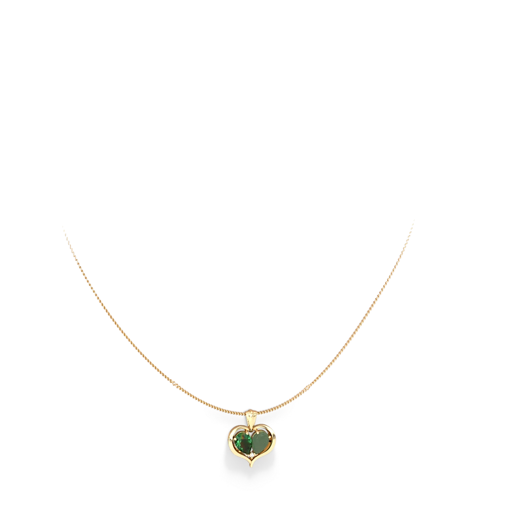 Lab Emerald Two Become One 14K Yellow Gold pendant P5330