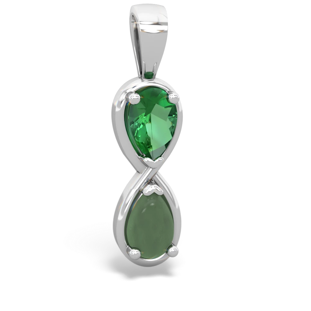 Lab Emerald Infinity 14K White Gold pendant P5050