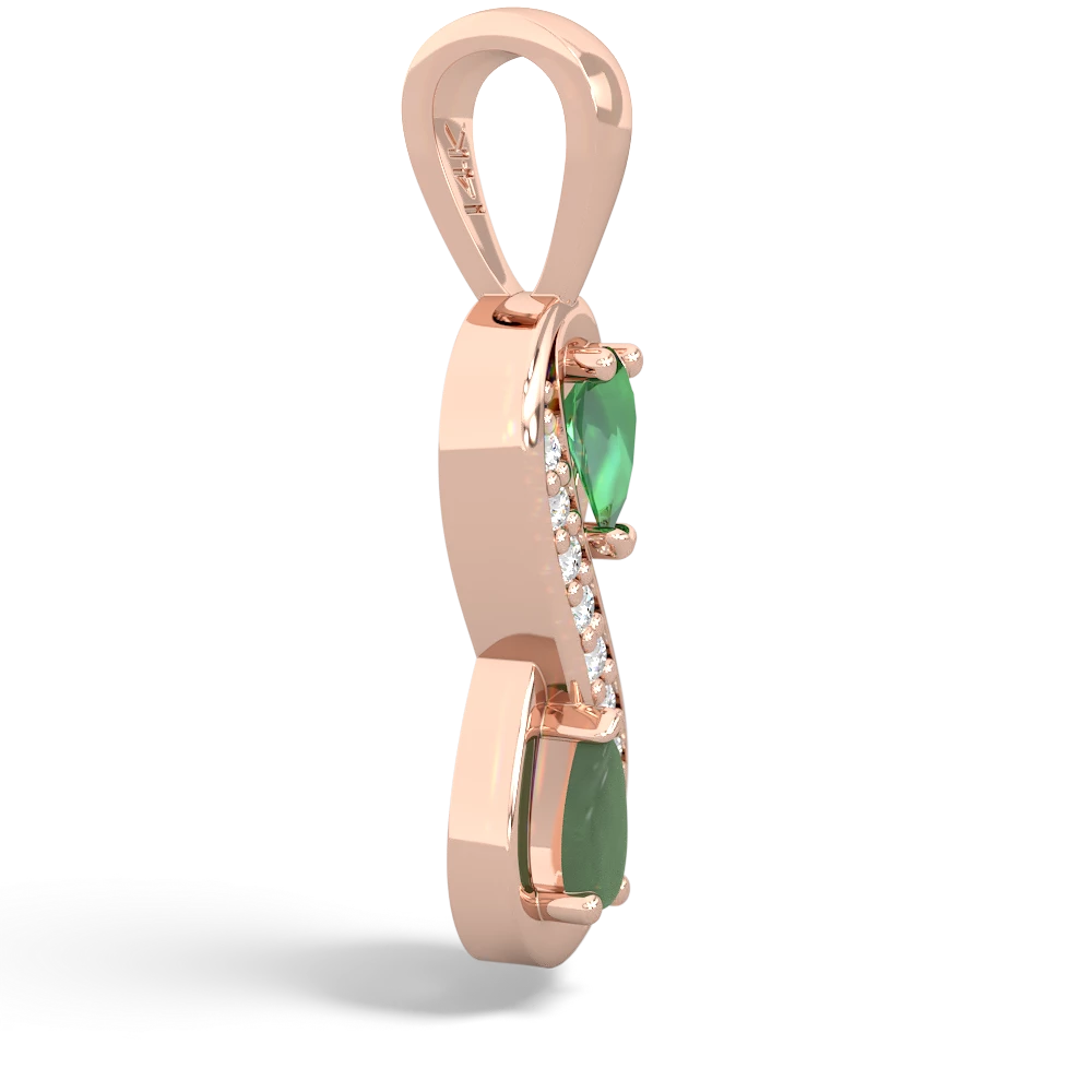 Lab Emerald Diamond Infinity 14K Rose Gold pendant P5390