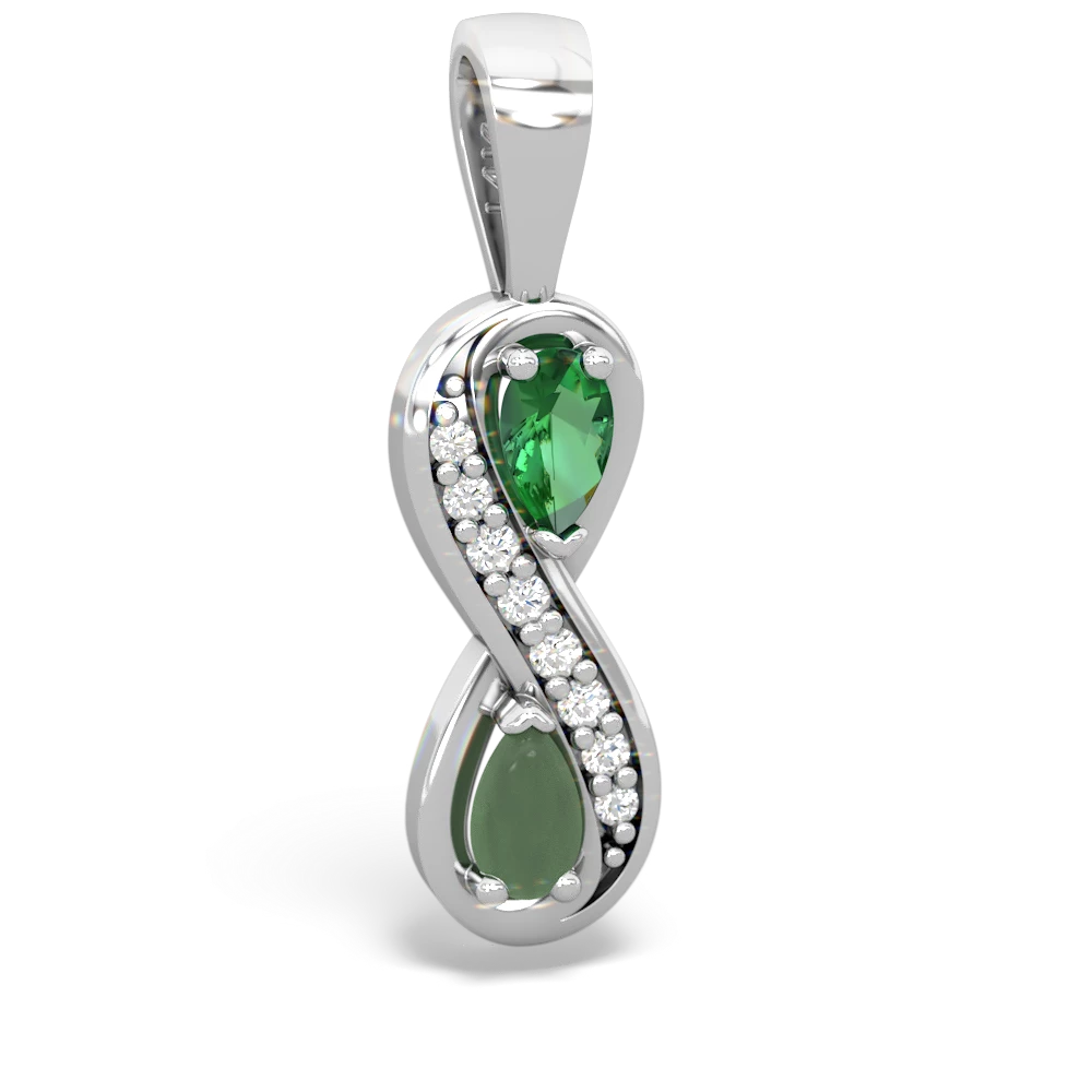 Lab Emerald Diamond Infinity 14K White Gold pendant P5390