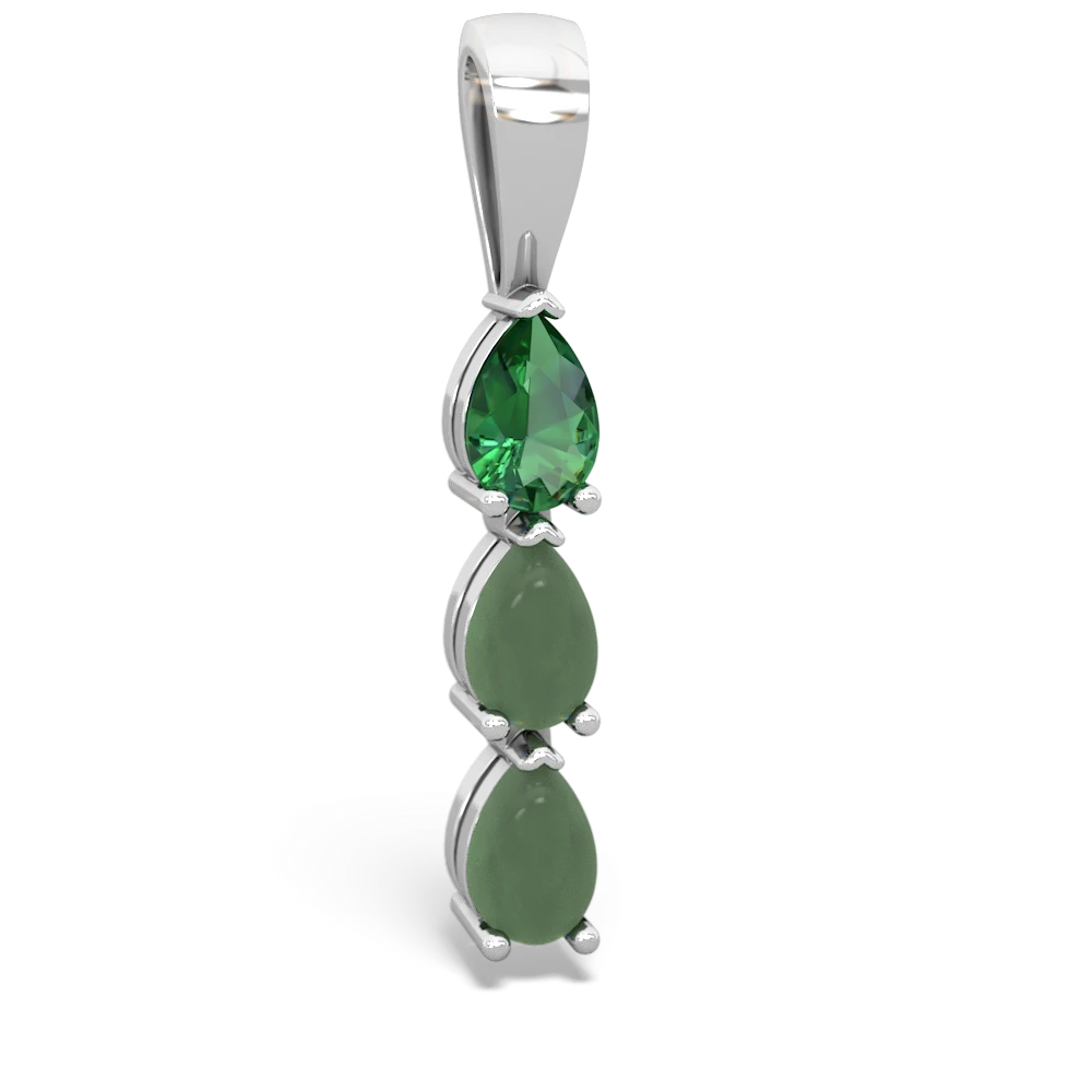 Lab Emerald Dew Drops 14K White Gold pendant P2251