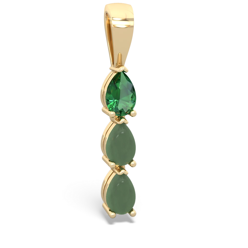 Lab Emerald Dew Drops 14K Yellow Gold pendant P2251