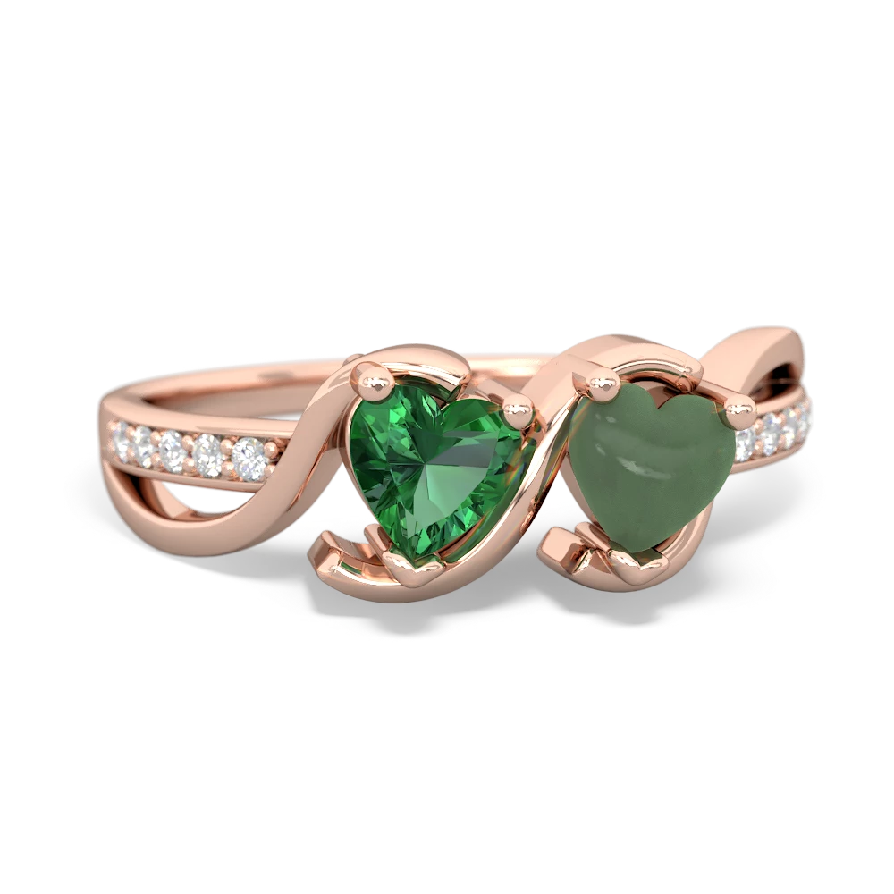 Lab Emerald Side By Side 14K Rose Gold ring R3090