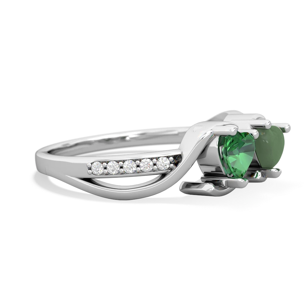 Lab Emerald Side By Side 14K White Gold ring R3090