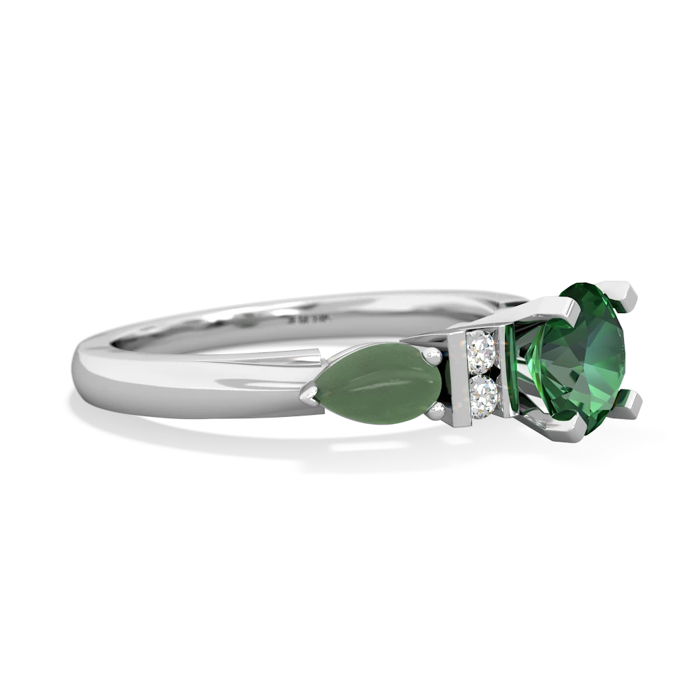 Lab Emerald 6Mm Round Eternal Embrace Engagement 14K White Gold ring R2005