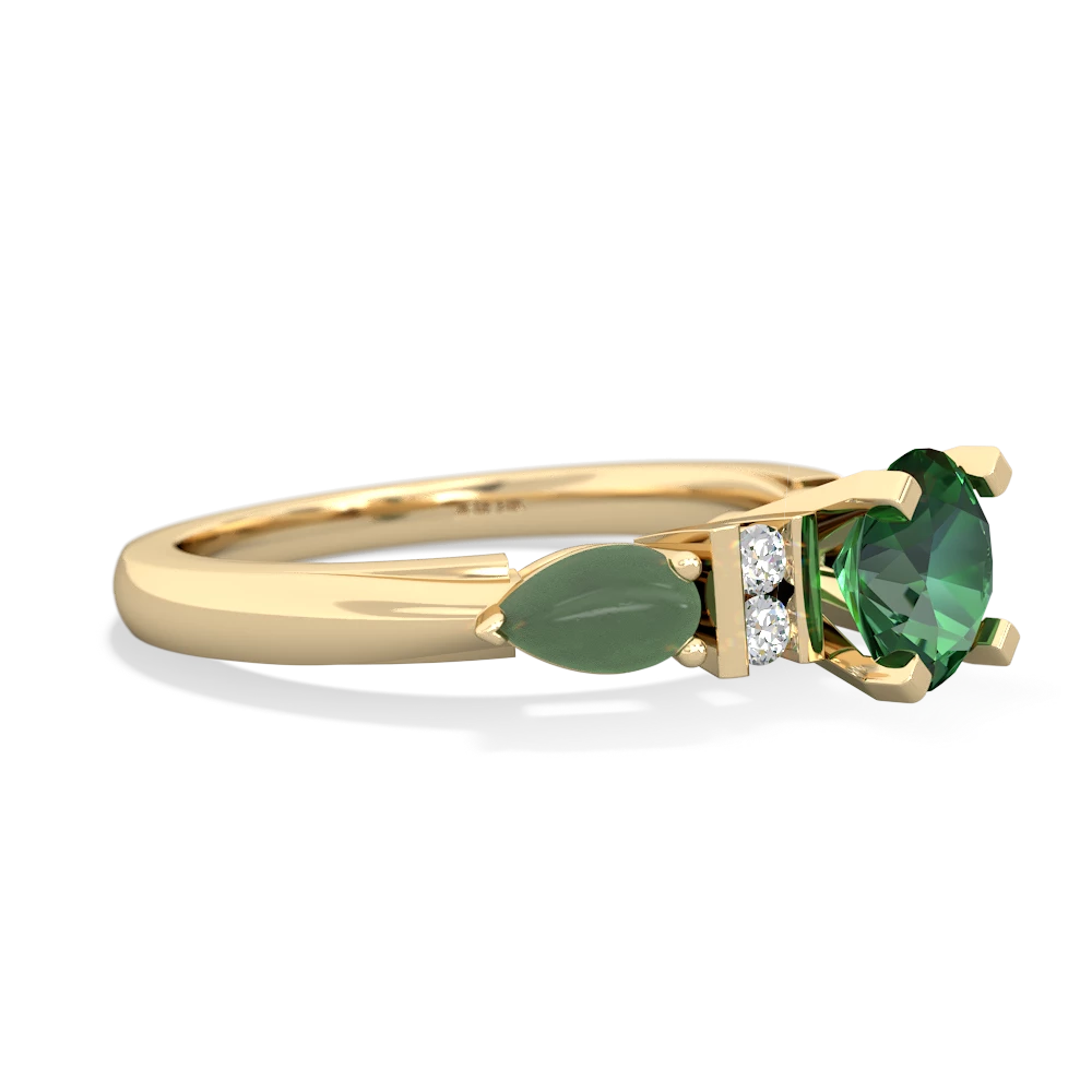Lab Emerald 6Mm Round Eternal Embrace Engagement 14K Yellow Gold ring R2005
