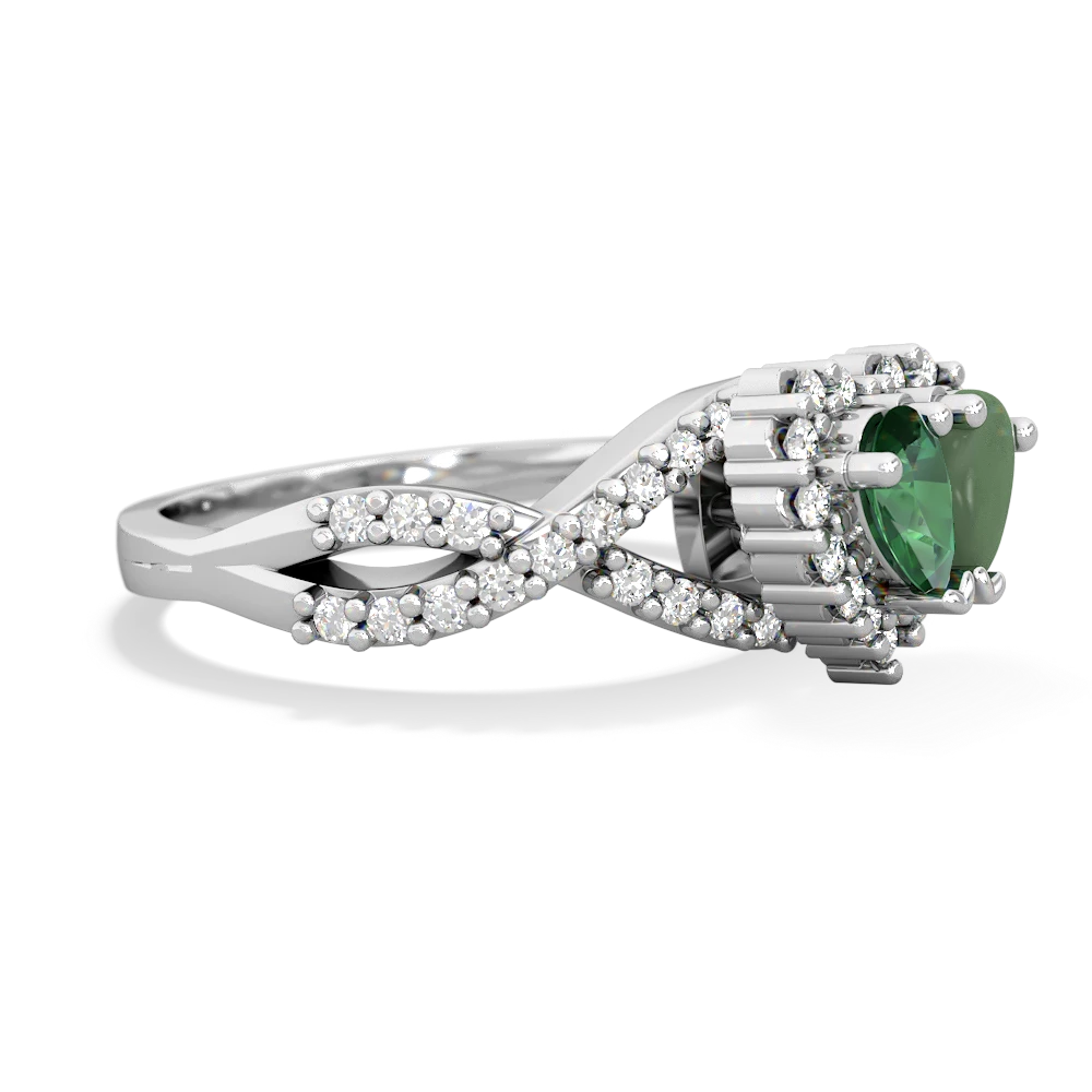 Lab Emerald Diamond Twist 'One Heart' 14K White Gold ring R2640HRT