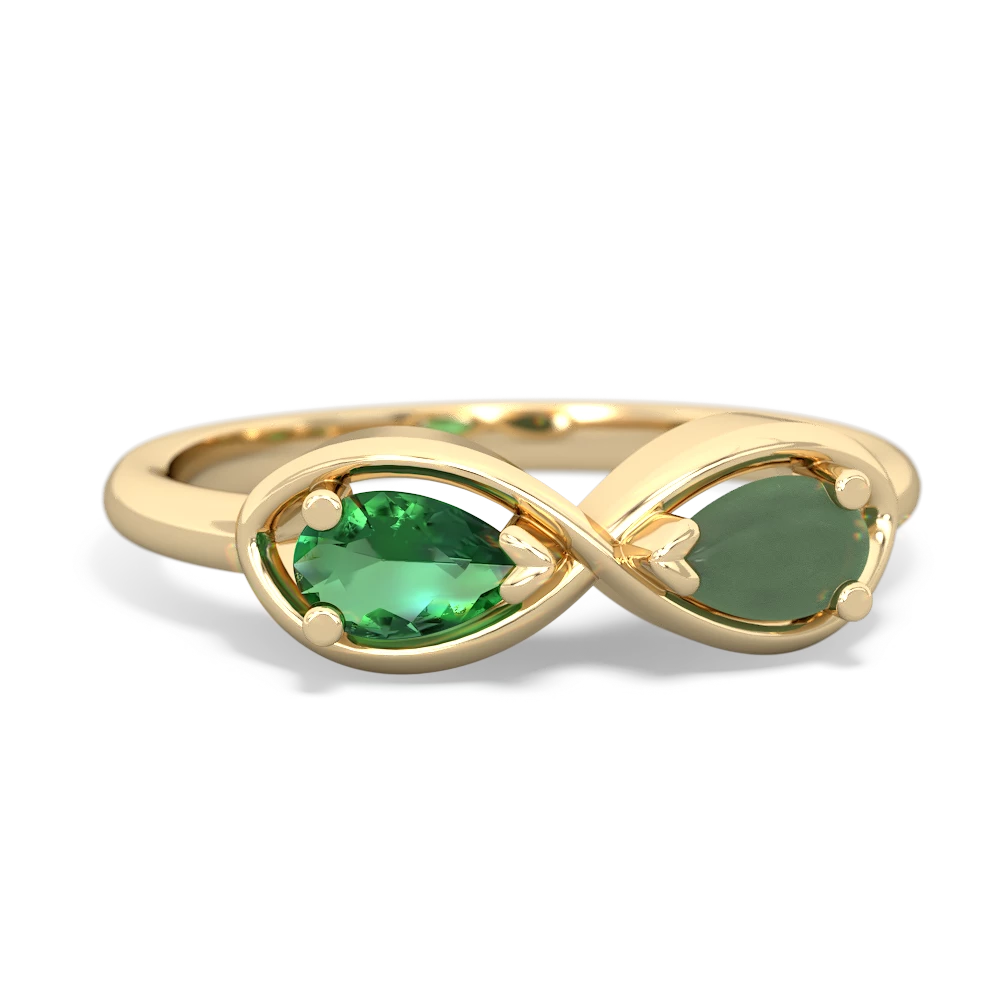 Lab Emerald Infinity 14K Yellow Gold ring R5050