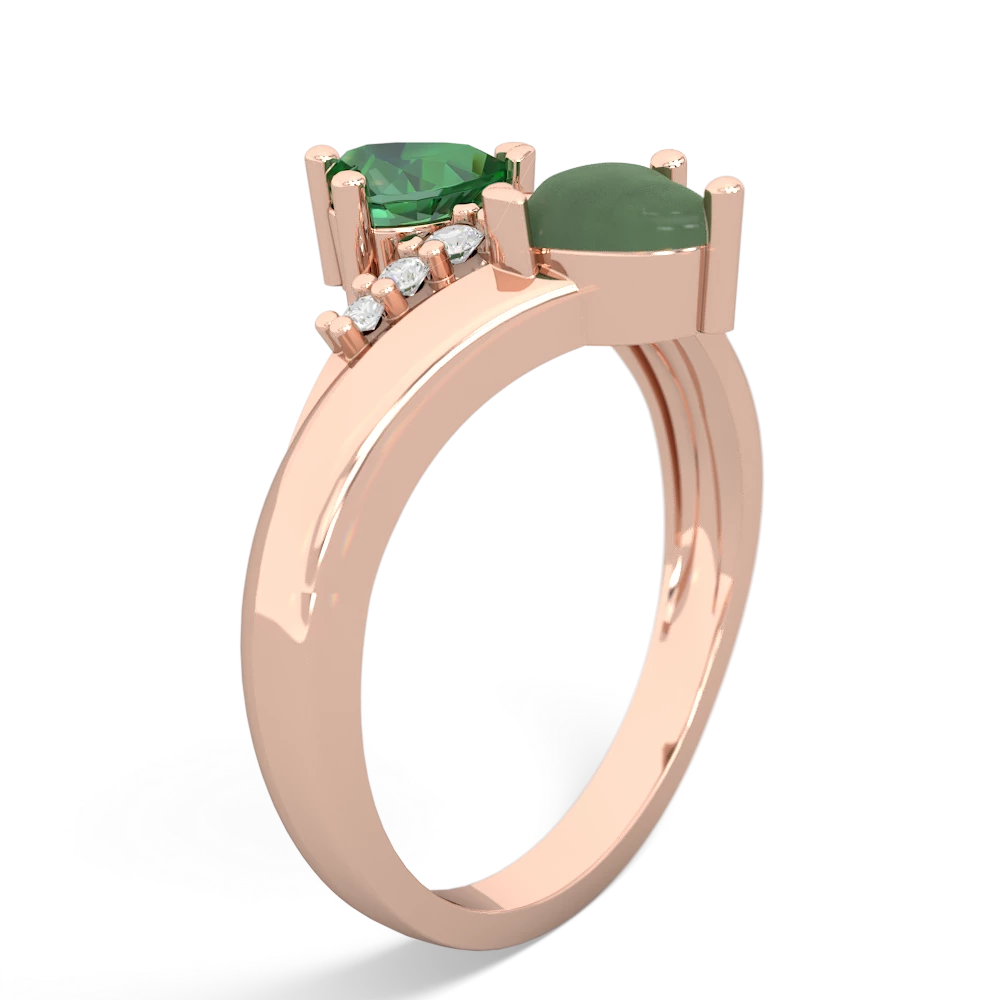 Lab Emerald Heart To Heart 14K Rose Gold ring R2064