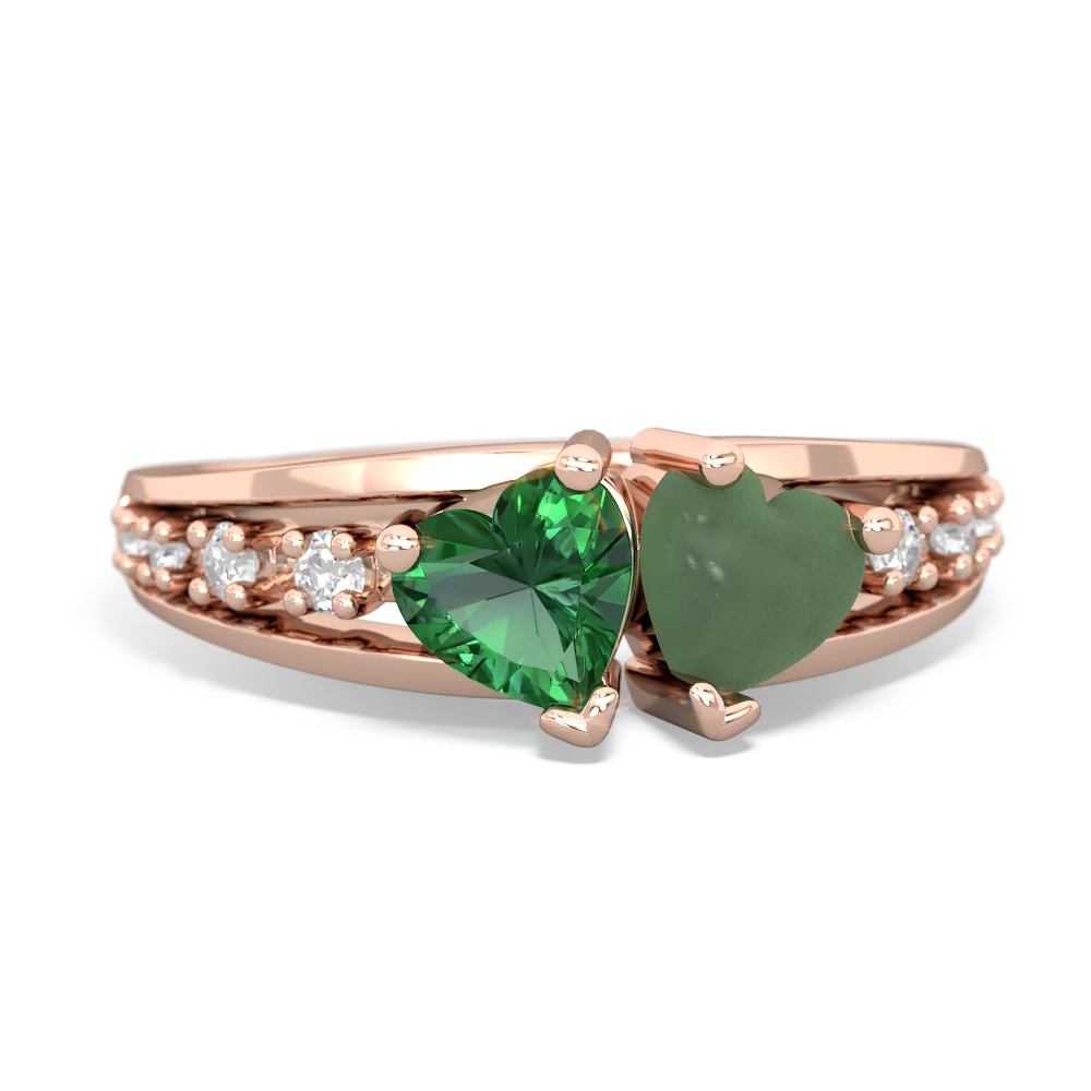 Lab Emerald Heart To Heart 14K Rose Gold ring R3342