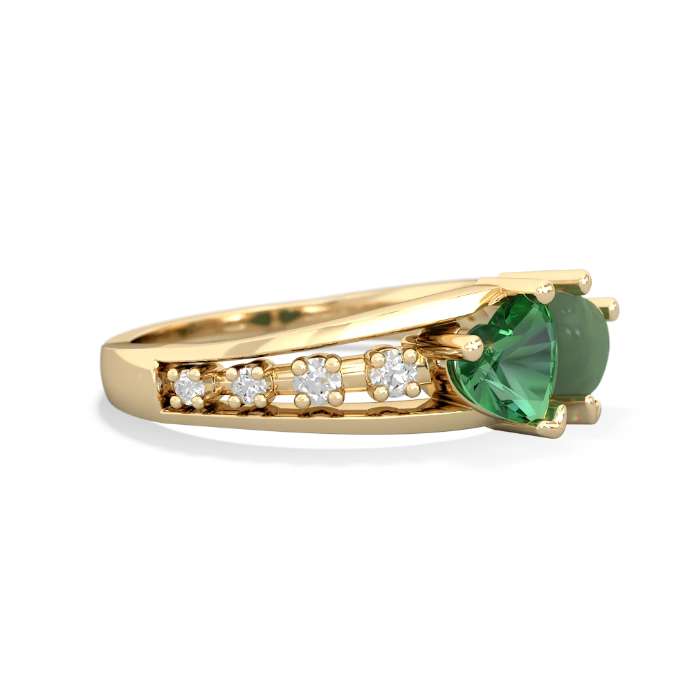 Lab Emerald Heart To Heart 14K Yellow Gold ring R3342