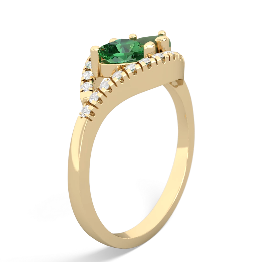 Lab Emerald Mother And Child 14K Yellow Gold ring R3010