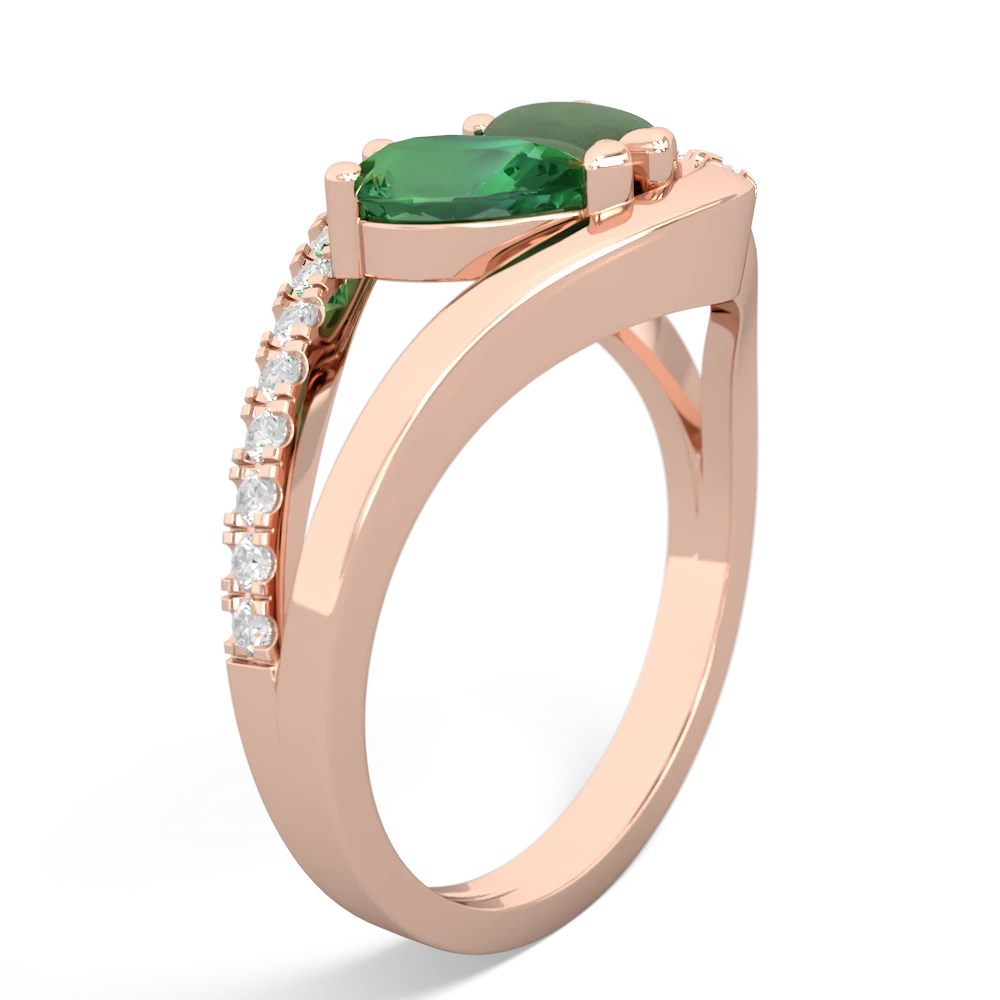 Lab Emerald Nestled Heart Keepsake 14K Rose Gold ring R5650