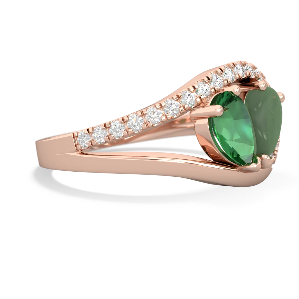 Lab Emerald Nestled Heart Keepsake 14K Rose Gold ring R5650