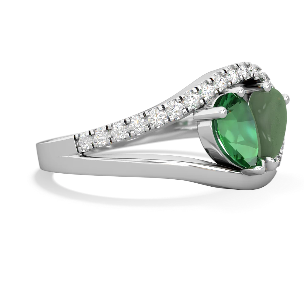 Lab Emerald Nestled Heart Keepsake 14K White Gold ring R5650