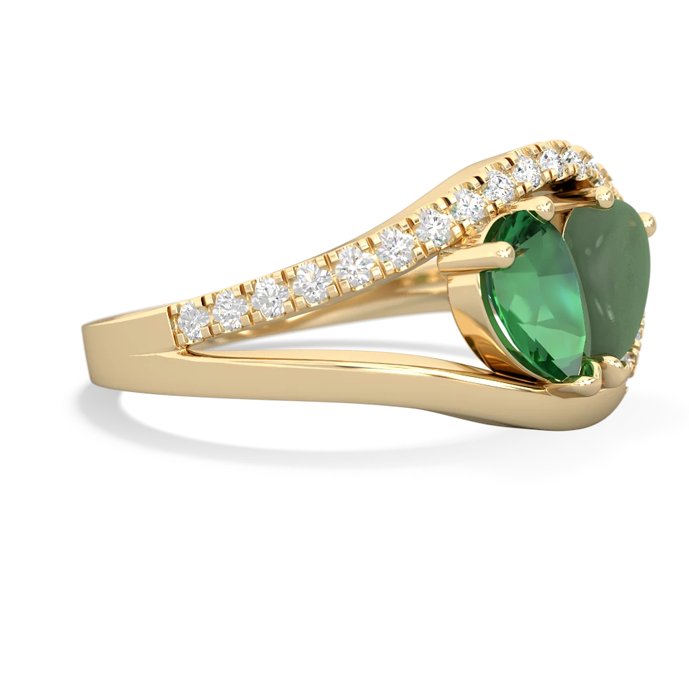 Lab Emerald Nestled Heart Keepsake 14K Yellow Gold ring R5650