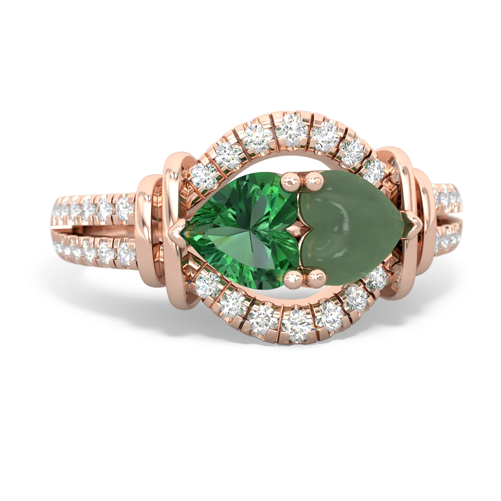 Lab Emerald Art-Deco Keepsake 14K Rose Gold ring R5630