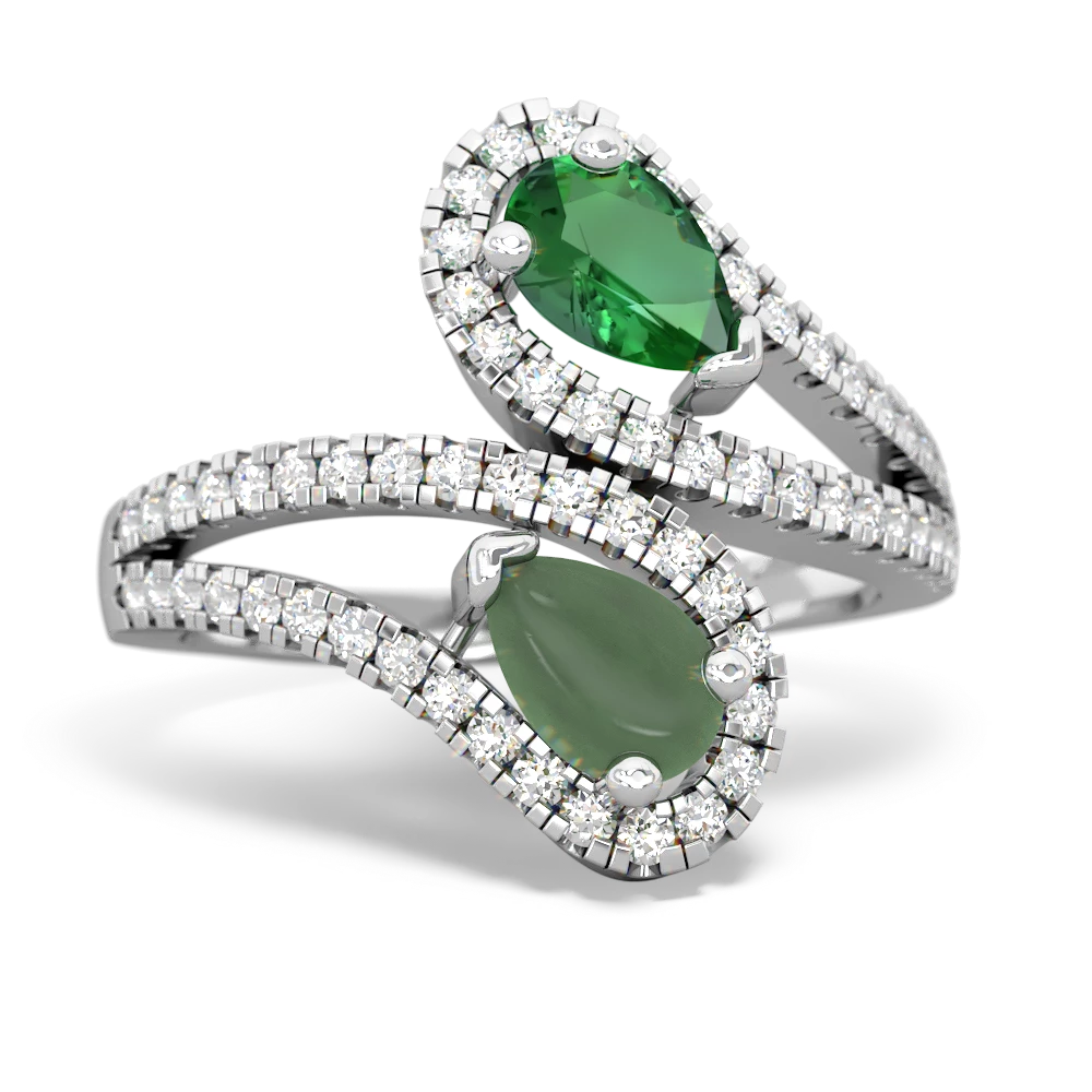 Lab Emerald Diamond Dazzler 14K White Gold ring R3000