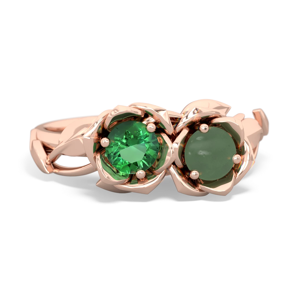 Lab Emerald Rose Garden 14K Rose Gold ring R5510