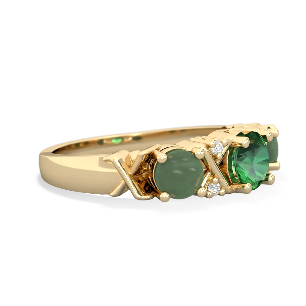 Lab Emerald Hugs And Kisses 14K Yellow Gold ring R5016