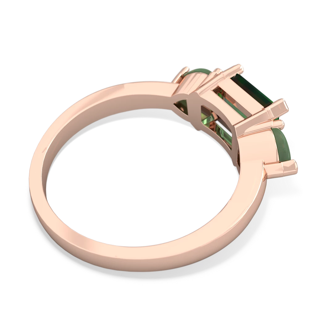 Lab Emerald Three Stone 14K Rose Gold ring R5235