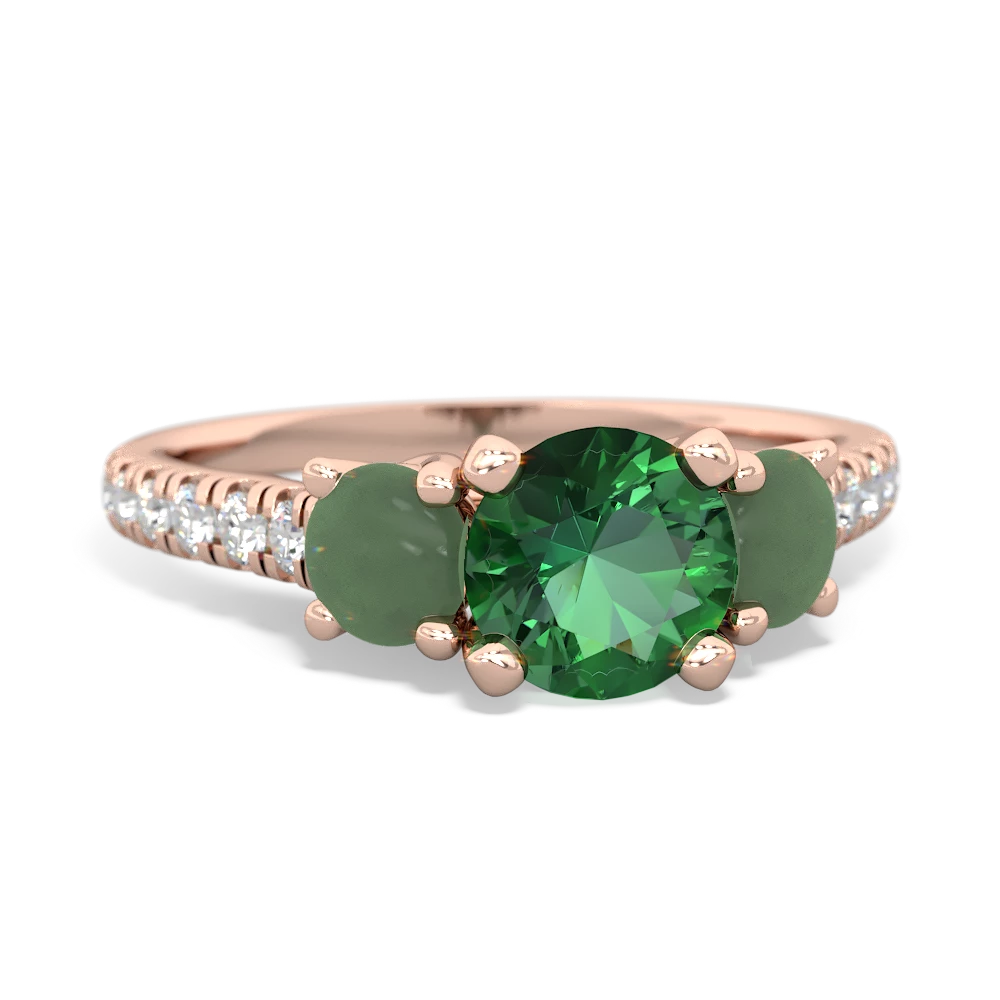 Lab Emerald Pave Trellis 14K Rose Gold ring R5500