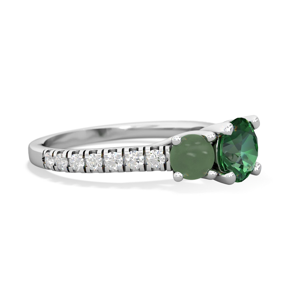 Lab Emerald Pave Trellis 14K White Gold ring R5500