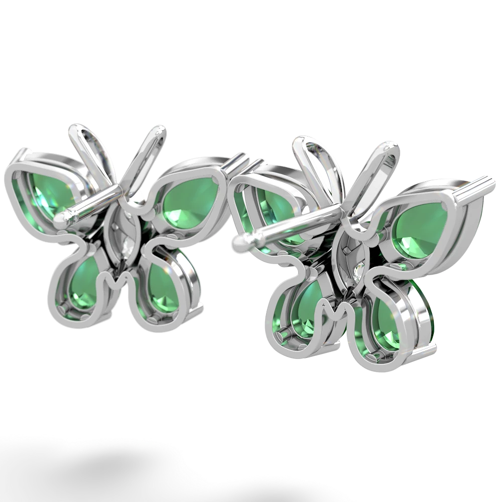 Lab Emerald Butterfly 14K White Gold earrings E2215