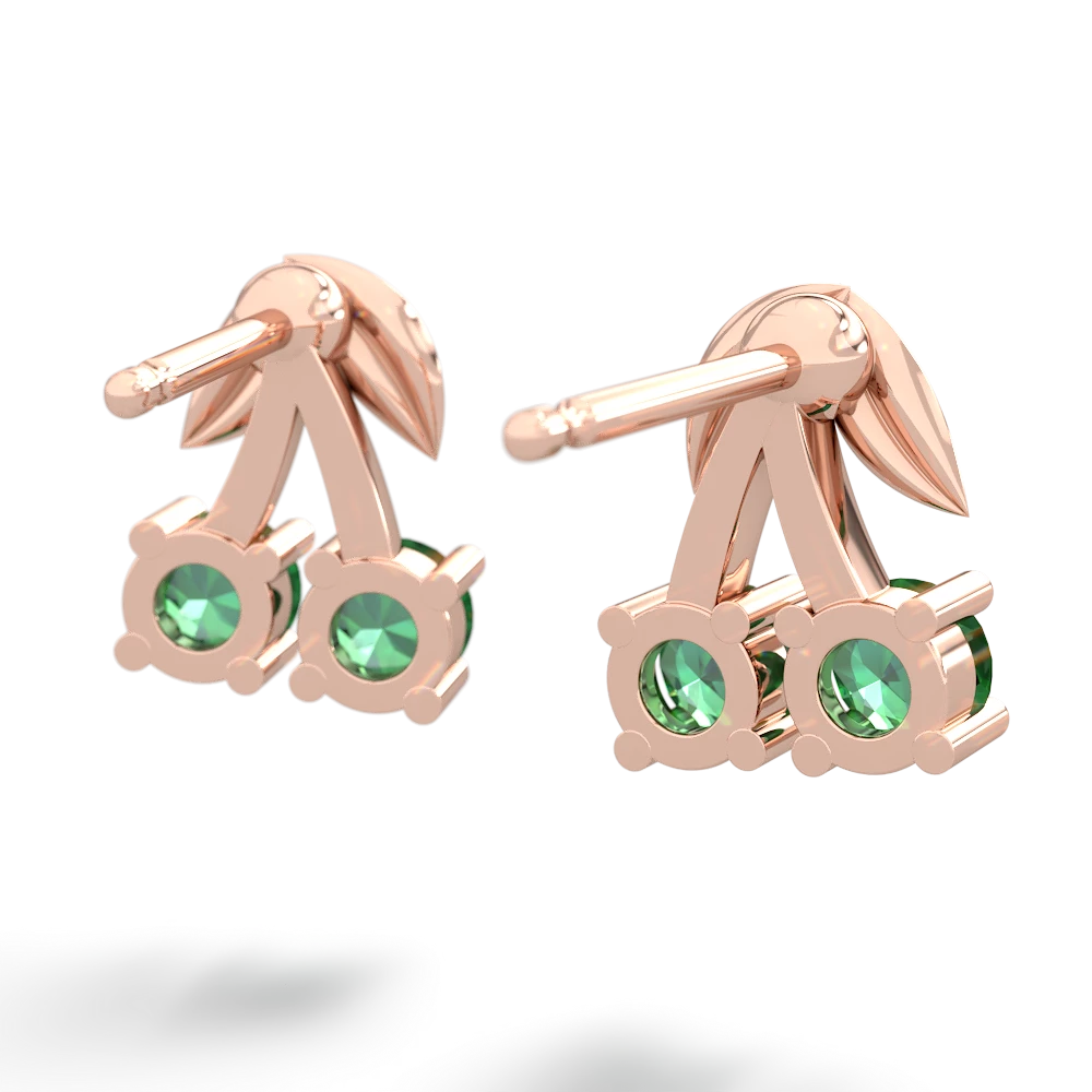 Lab Emerald Sweet Cherries 14K Rose Gold earrings E7001