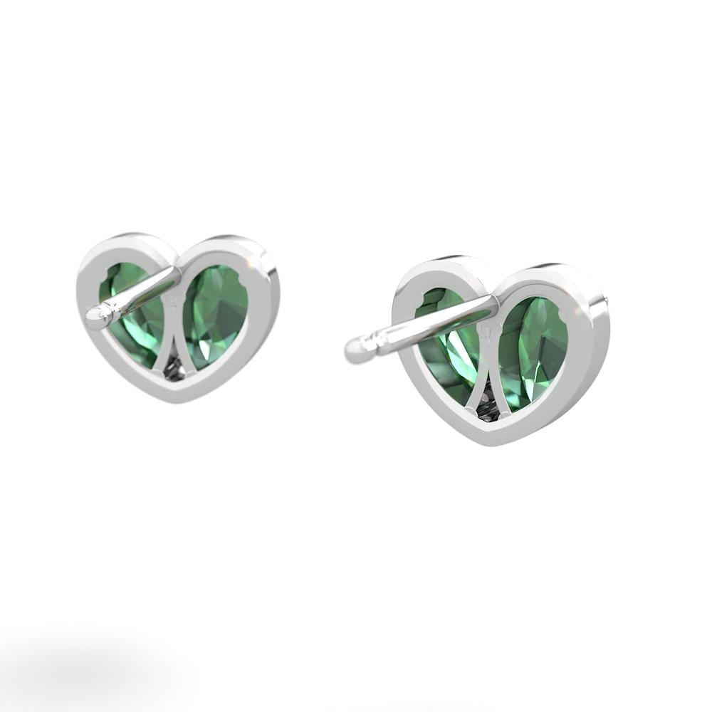 Lab Emerald 'Our Heart' 14K White Gold earrings E5072