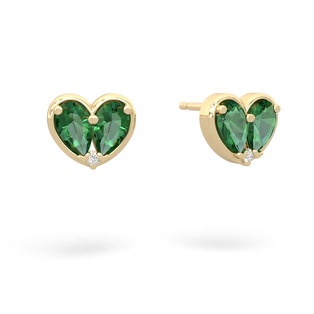 Lab Emerald 'Our Heart' 14K Yellow Gold earrings E5072