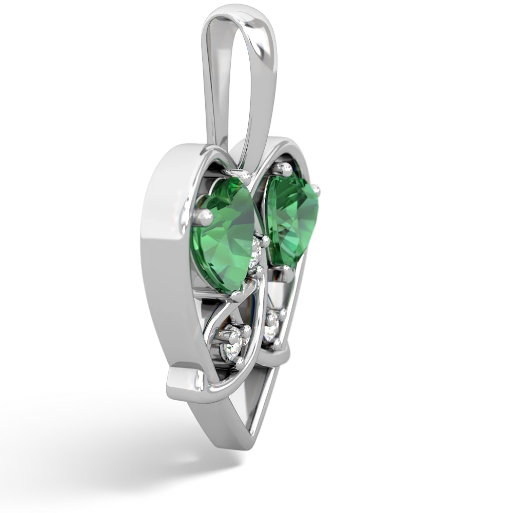 Lab Emerald Celtic Trinity Heart 14K White Gold pendant P5331