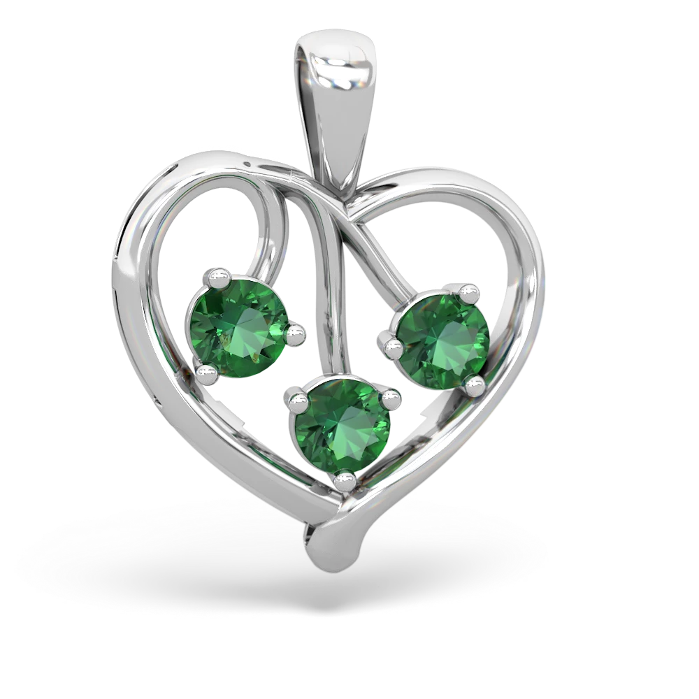 Lab Emerald Glowing Heart 14K White Gold pendant P2233