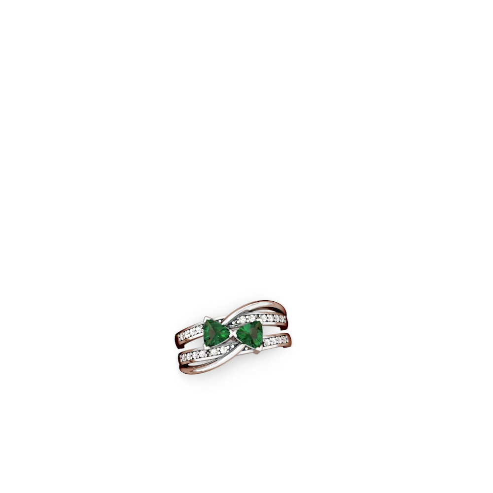 Lab Emerald Bowtie 14K White Gold ring R2360