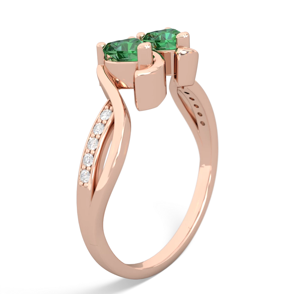 Lab Emerald Side By Side 14K Rose Gold ring R3090