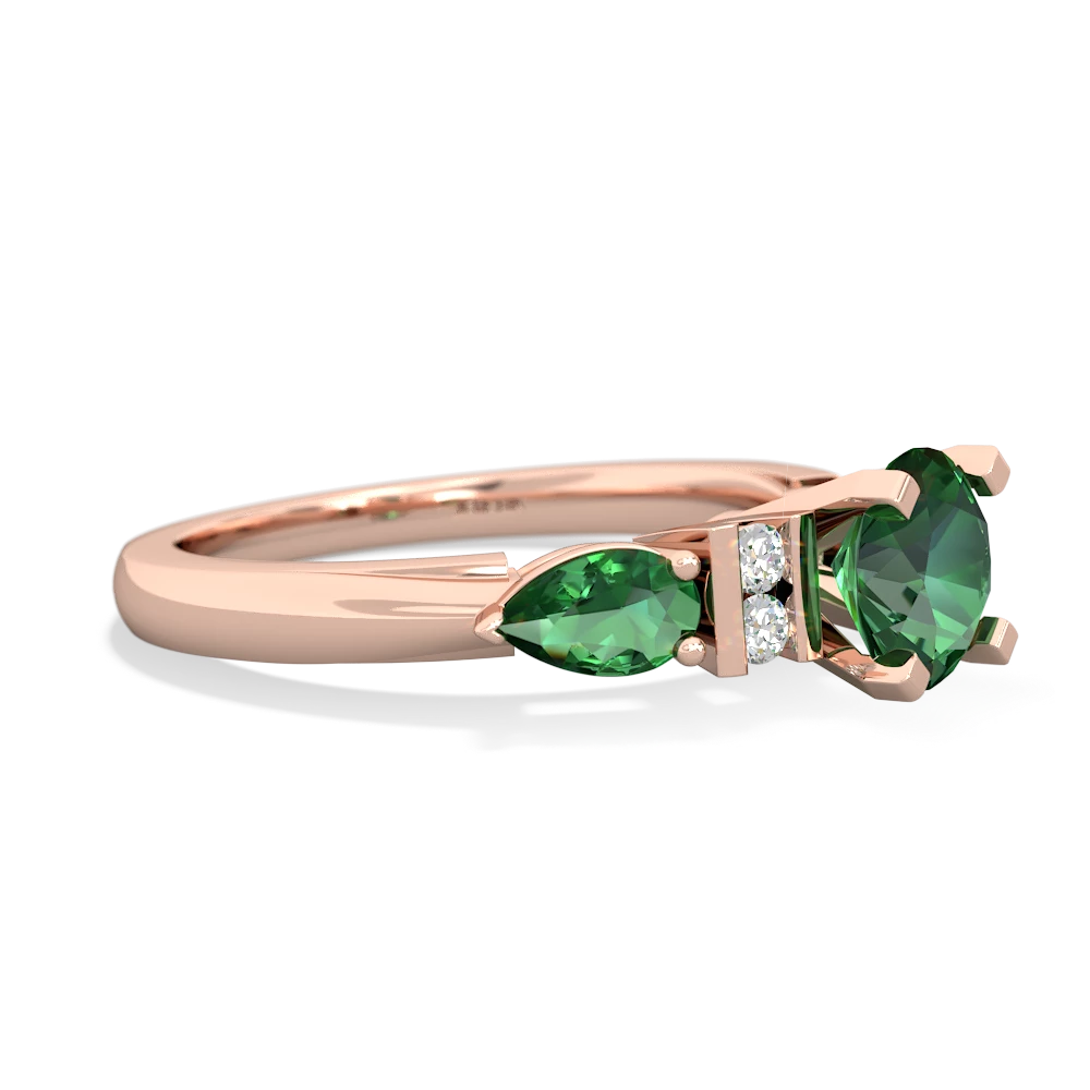 Lab Emerald 6Mm Round Eternal Embrace Engagement 14K Rose Gold ring R2005