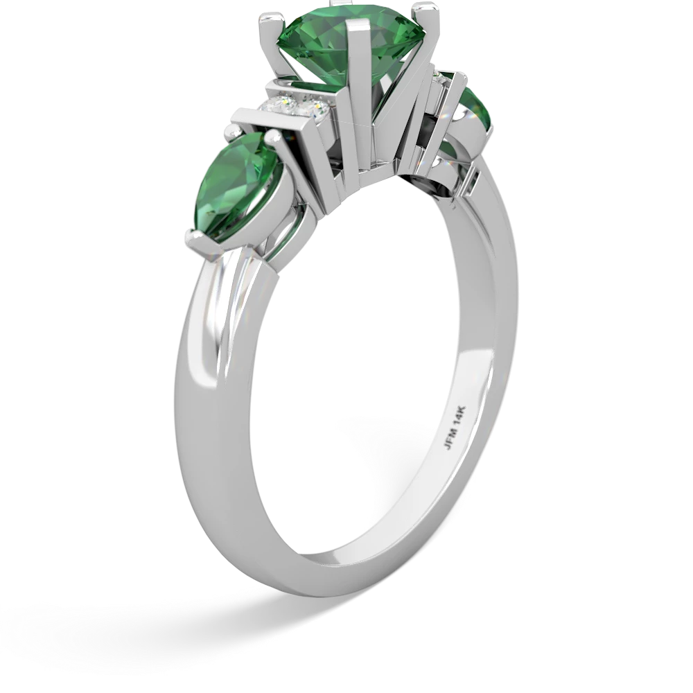 Lab Emerald 6Mm Round Eternal Embrace Engagement 14K White Gold ring R2005