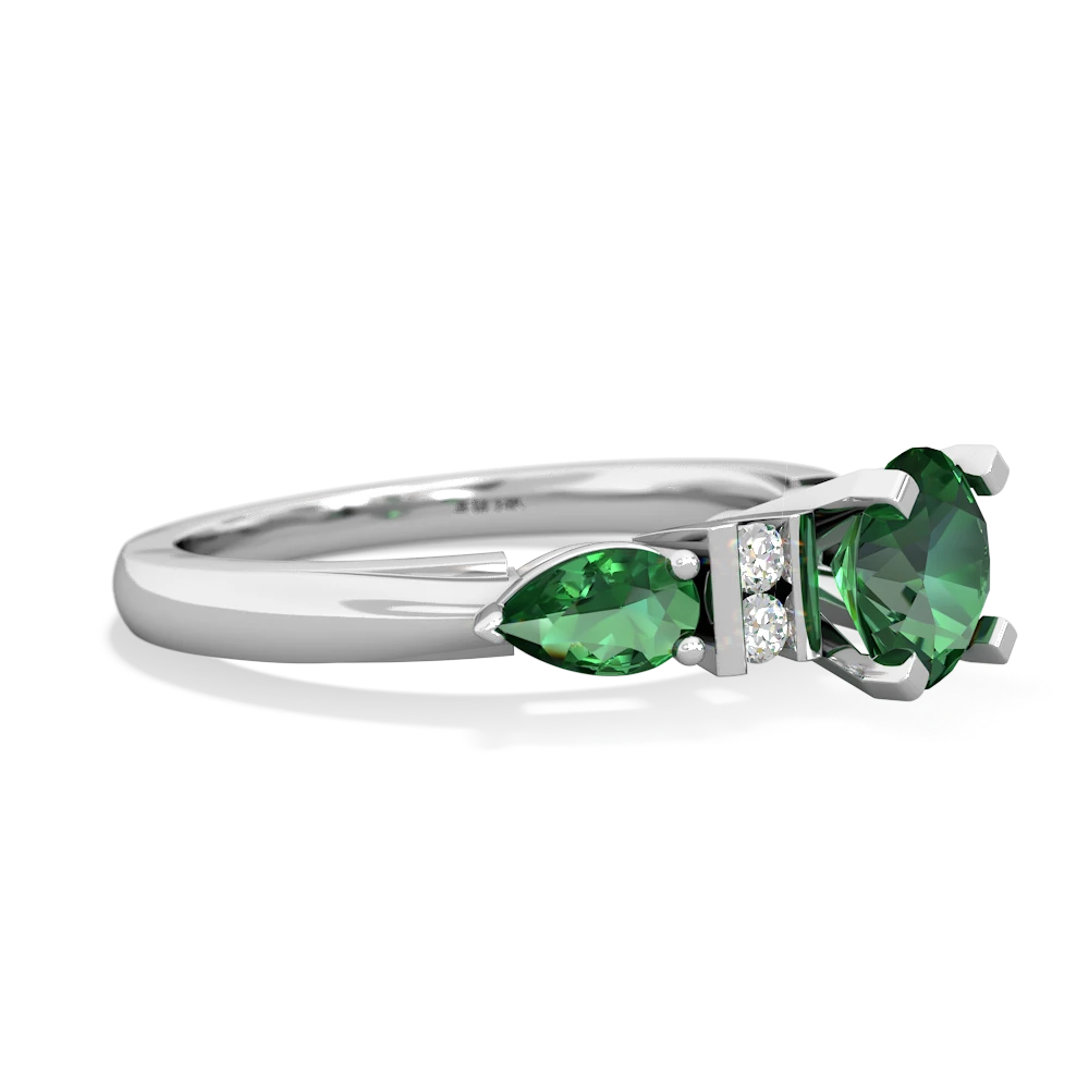 Emerald 6Mm Round Eternal Embrace Engagement 14K White Gold ring R2005