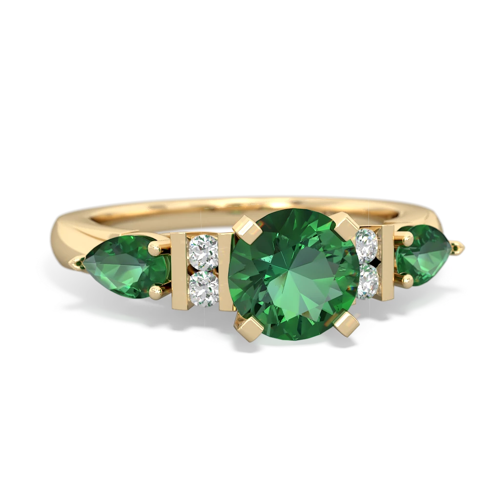 Jade 6Mm Round Eternal Embrace Engagement 14K Yellow Gold ring R2005