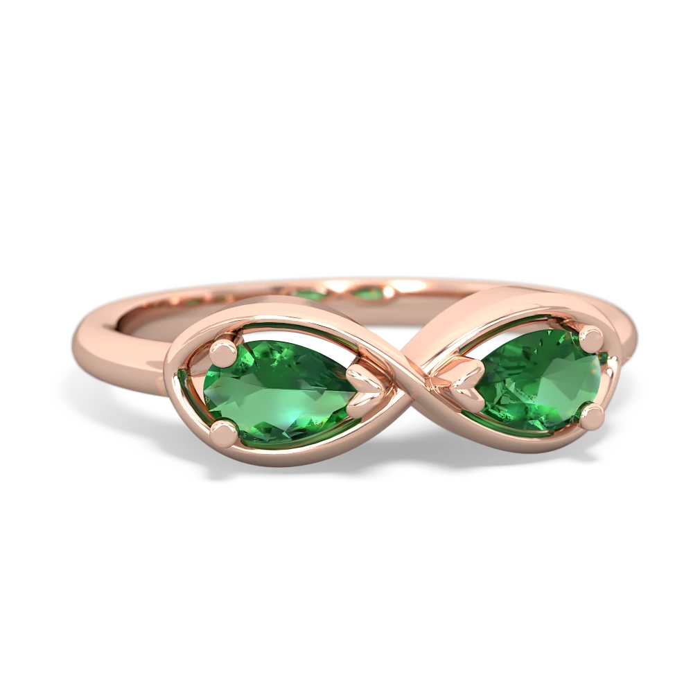 Lab Emerald Infinity 14K Rose Gold ring R5050