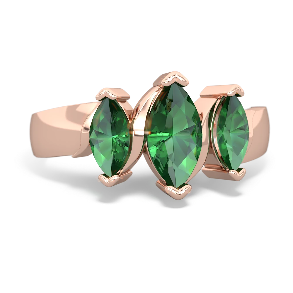 Lab Emerald Three Peeks 14K Rose Gold ring R2433